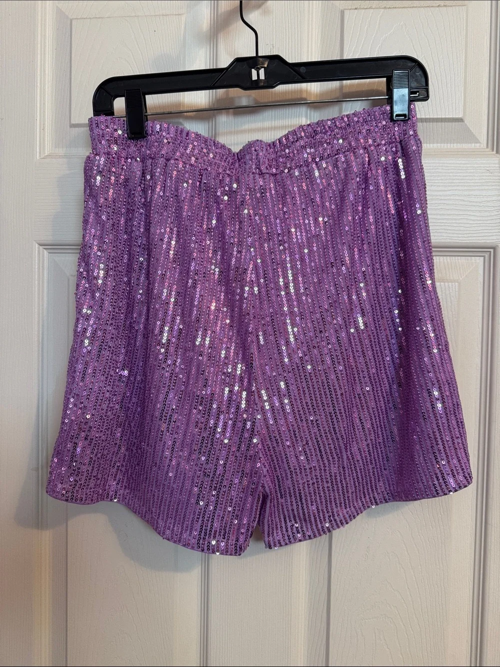 Women’s Front facing Purple Sequin Nutcracker Party Shorts